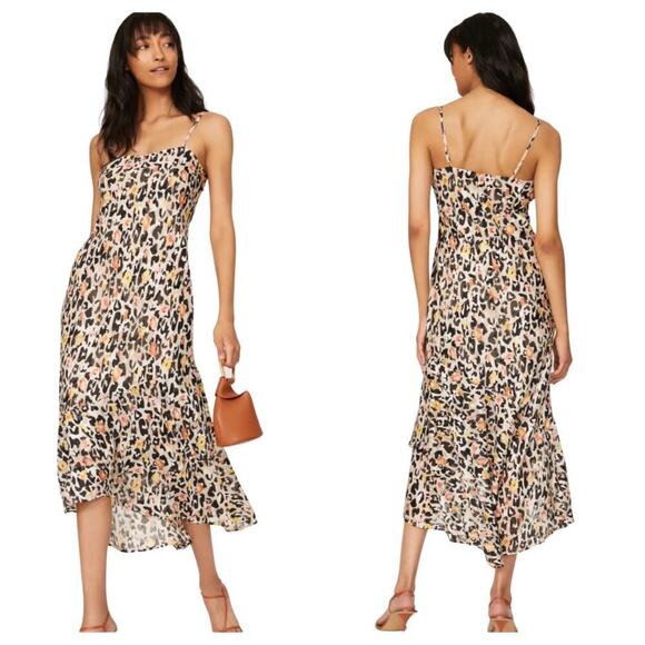 Slate & Willow Dress Leopard Animal Print Midi Sleeveless Party Black Orange XS - Picture 1 of 9